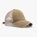 Cappellino trucker kaki con retro in rete traspirante e cotone lavato effetto vintage - Regolabile / Cachi