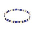 Bracciale Tila bohémien con quadrati alternati in smalto blu e metallo dorato lucido - Blu e Oro (TL-B190061A)