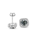 Detail of S925 silver stud earring with grey moissanite stone and square halo setting - Grey (1ct*2)
