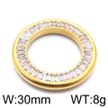 Colgante redondo dorado con incrustaciones de circón, ancho 30mm, peso 8g accesorio - Dorado (30mm)