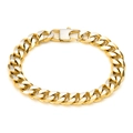 Men's hip-hop two-tone gold and silver Cuban link bracelet with secure metal buckle - 19cm / 10.5mm Width Gold