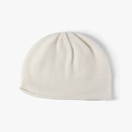 Gorro clásico de punto blanco con diseño de borde enrollado minimalista y textura suave - Blanco Roto