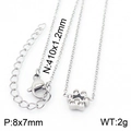 Minimalist silver stainless steel cat paw pendant necklace with sparkling crystal inlay - Steel Color Necklace (KN233772-K)