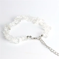 Adjustable silver bracelet with natural irregular clear quartz stone chips for women - White Crystal