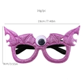 Pink glitter bat wings Halloween party glasses frame with single eyeball decoration - One-eyed Purple Bat Decorative Glasses