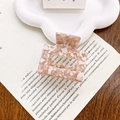 Small acetic acid square hair claw clip with pink and yellow marble texture effect - Floral Milk Coffee