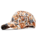Cotton tie-dye baseball cap with abstract floral pattern and gold glitter outlines - Orange Gradient(JJX-38882)