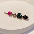 Detail of gold-tone hair clip featuring multi-colored geometric crystal rhinestones - Style G (Retro Mixed Color)