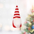 Christmas gnome hanging ornament with red and white striped knit hat and white beard - Style A / Red