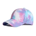 Retro tie-dye cotton baseball cap featuring pastel pink, blue, and purple swirl pattern - Adjustable / Starry Purple