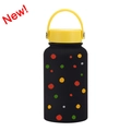 650ml stainless steel vacuum bottle with black matte finish and colorful polka dots - Black Colorful Polka Dots