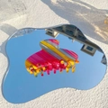 Chic acetate hair claw clip with vibrant pink yellow and blue vertical stripes design - Rainbow