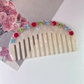 Pettine in acetato beige con strass colorati e denti arrotondati per acconciatura - Pettine - Bianco / 9cm*4.7cm 15g