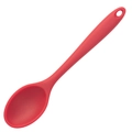 Single red silicone cooking spoon with hanging hole feature on a clean white background - Solid Spoon / Red