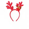 Christmas reindeer antler headband with white star patterns and mini deer ornament - TK-08-2 (Printed Antler with Deer Plush Headband)