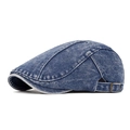 Berretto piatto in denim blu lavato retrò con fibbia in metallo e stile vintage - Blu
