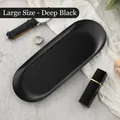 Large oval storage tray in deep matte black finish for jewelry and cosmetics - Stainless Steel / Large / Oval Black (23*9.5cm)