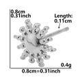 Detailed view of silver sun flower stud earring with size and weight measurements - Sunburst-Silver