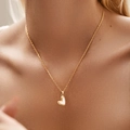 Elegant 18K gold necklace with irregular shell heart pendant worn on female neck - KN0462-3-Gold Shell Heart