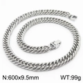 Silver curb chain necklace in 600x9.5mm size with heavy metal links on white background - 9.5mm*600mm / Silver