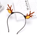 Plush brown reindeer antler headband with yellow felt ears for Christmas festive decor - Leaf Brown Antlers