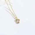 Gold wish tree pendant necklace with clear rhinestones and colorful accent stones - Teacup (Pink Zirconia) / Gold