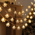 Warm white LED snowflake string lights for indoor Christmas tree and holiday decoration - 2-meter 10-light Battery Model / Snowflake Lights