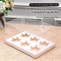 6-slot clear cupcake box with white insert, 26.5x18.5x14cm for 5.1-6cm diameter liners - 6-Cavity Tall White Cake Box