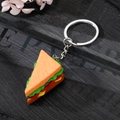 Portachiavi a forma di sandwich realistico con texture a strati su tessuto scuro - Sandwich/Taco