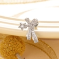 Luxury micro-set zircon bow earrings made of titanium steel with a meteor design - Single Piece - Silver Shooting Star Bow (A303)
