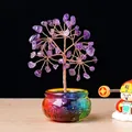 Arbre de fortune en améthyste fait main avec fil de cuivre et socle coloré - Améthyste