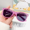 Lunettes de soleil enfant monture carrée violette à paillettes et verres gris foncé - Violet Pailleté Verres Gris
