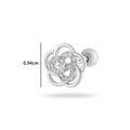 Silver flower stud earring with zircons and 0.94cm size detail for cartilage piercing - Hollow Flower (0186-8# Silver)