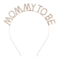 Rose gold Mommy To Be headband with sparkling rhinestones for baby shower parties - One Size / FG114 Rose Gold Headband
