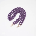Close-up of matte purple acrylic chunky chain strap with gold lobster clasps and rings - 85cm / Purple