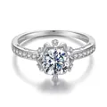 Luxury 925 sterling silver ring with 1 carat moissanite and crown petal setting - 925 Silver / Ring (US Size 6)