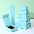 Sky blue magnetic flip jewelry gift boxes in various sizes with black velvet lining - Light Blue