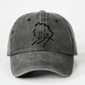 Dunkelgraue gewaschene Baumwoll-Baseballkappe mit Einstein-Stickerei und Schirm - Einheitsgröße / Schwarz Mit Schwarzem Logo