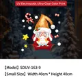 Christmas Gnome window sticker SDUV-163-9, red UV static cling decal 40cm by 40cm size - Gnome Hugging White Rabbit(SDUV163-9)