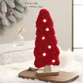 Lighted red wool felt Christmas tree figurine on wood base 13x5x32cm holiday decor - No.18 Small Tree with Light - Red