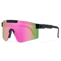 Sport cycling sunglasses with pink-green gradient lens and black textured frame for outdoors - Black Frame Splatter Pink Green Lens (C11)