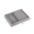 Gray velvet jewelry tray with 6 necklace hooks and multiple ring slots, 20x15x3cm - Necklace & Ring Tray