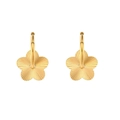 Chic gold-plated irregular flower earrings with radiant texture and vintage finish - Carved Stripe Flower Pendant Hoop Earrings