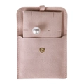 Pink microfiber jewelry pouch with snap closure and internal pearl insert display - Microfiber with Insert (Flesh Pink) / 8x8cm
