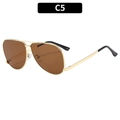 Lunettes de soleil aviateur en métal doré avec verres bruns et double pont C5 - Monture Dorée Verres Ambrés
