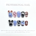 Faux ongles faits main Halloween avec graffitis et design d'oreilles 3D - Très Petit (XS)