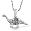 Collana con pendente a forma di dinosauro vintage in argento con texture Brachiosauro - Stile Brachiosaurus (KP55865-BD)