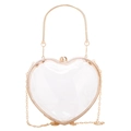Sac à main cœur en acrylique transparent avec cadre doré et bandoulière chaîne - Transparent