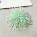 Macro shot of mint green ostrich feather brooch pin showing fluffy textures and details - Light Green