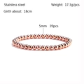 Close-up of rose gold stainless steel bracelet with 5mm beads and 18cm circumference - Rose Gold 5mm
